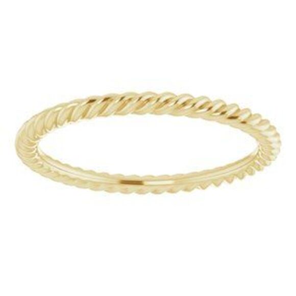 Kazi Luxury Sterling Silver 1.3 mm Skinny Rope Band Size 5.5